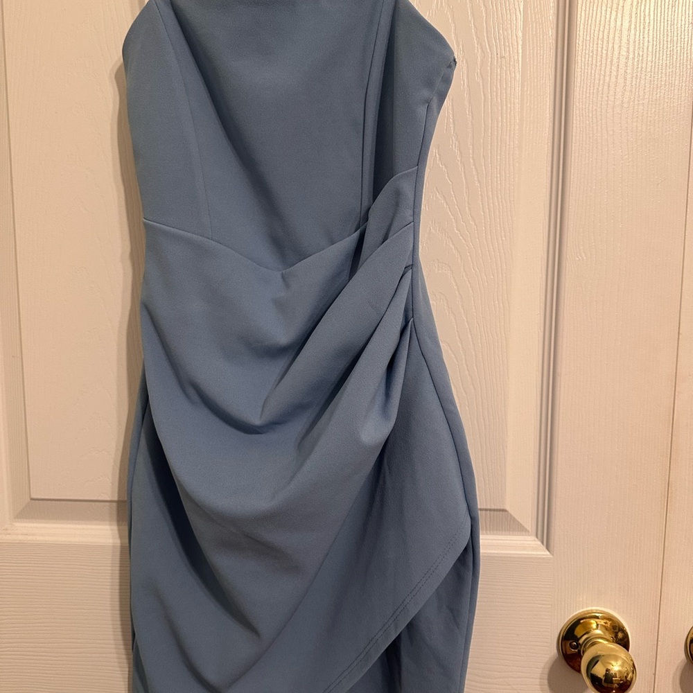 Windsor Strapless Draped Light Blue Cocktail Dress